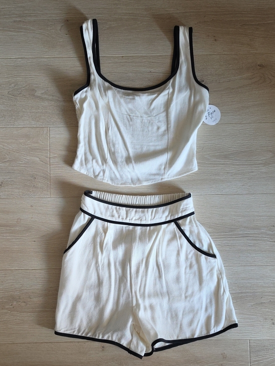 Sienna Sky Other - Sienna Sky Cream Tank & Short Sleep Set with Black Trim
